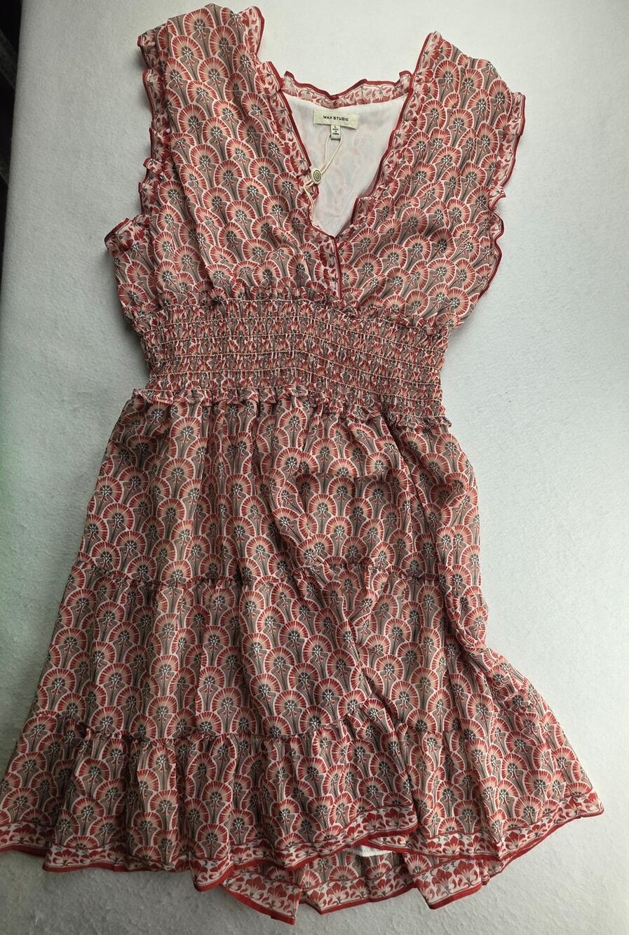 Max Studio Multicolor Ruffle Sleeveless Mini Dress Size Large NWT
